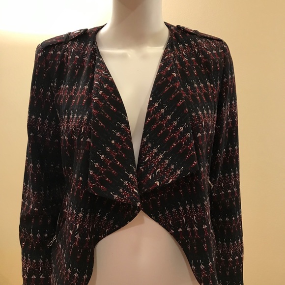 H&M Open Front Print Blazer Jacket Zip Pockets - Picture 2 of 15